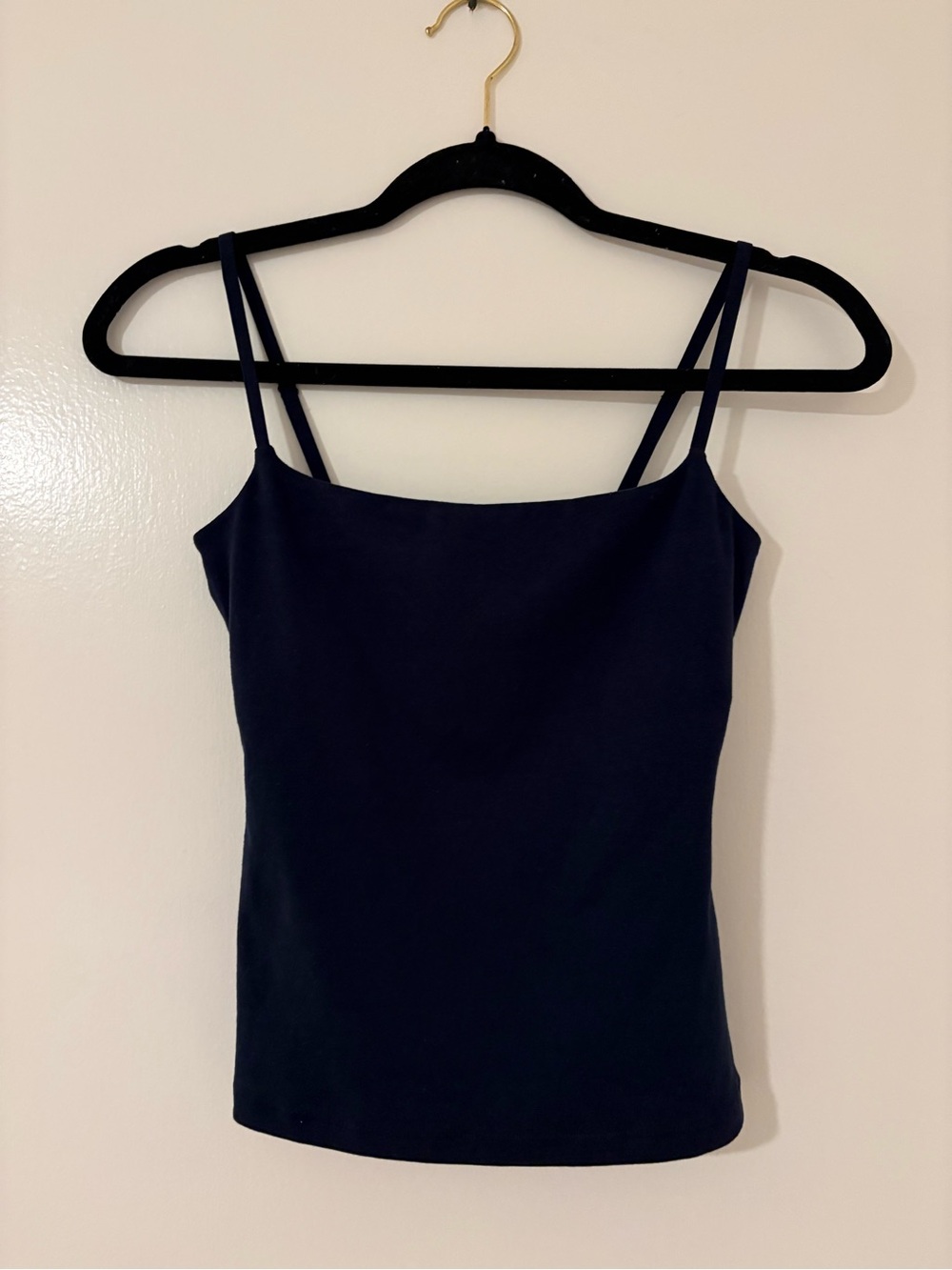 Women's Navy Double-Strap Camisole Tank Top - Cami - Built-in Bra